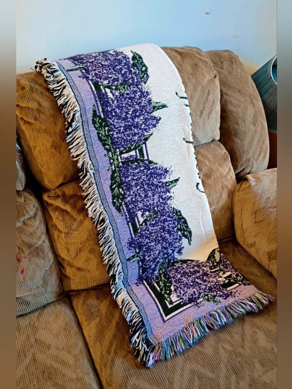 Vintage "Grandmother's Love" Woven Tapestry Blanket
